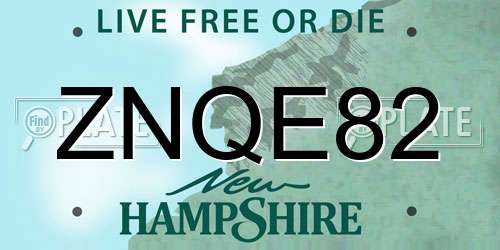 ZNQE82 New Hampshire License Plate