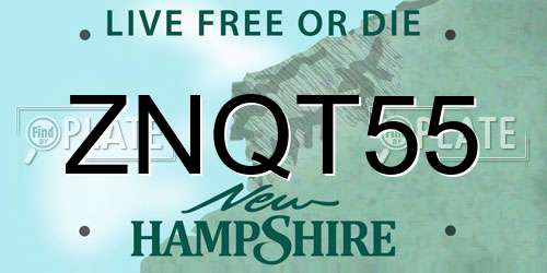 ZNQT55 New Hampshire License Plate
