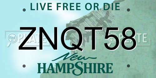 ZNQT58 New Hampshire License Plate