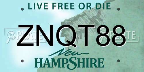 ZNQT88 New Hampshire License Plate