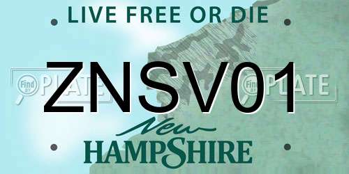 ZNSV01 New Hampshire License Plate