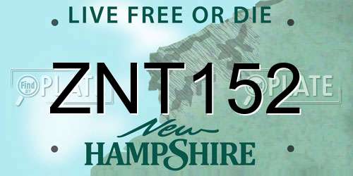 ZNT152 New Hampshire License Plate