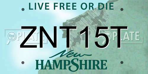 ZNT15T New Hampshire License Plate