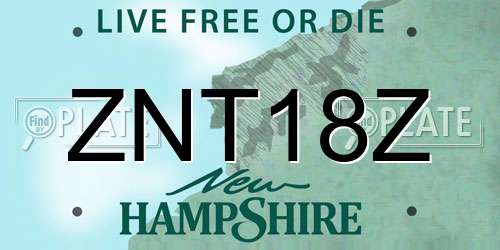 ZNT18Z New Hampshire License Plate