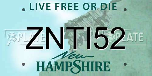 ZNTI52 New Hampshire License Plate