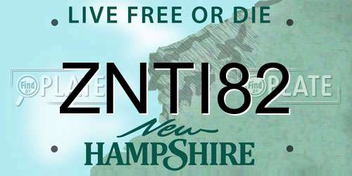 ZNTI82 New Hampshire License Plate