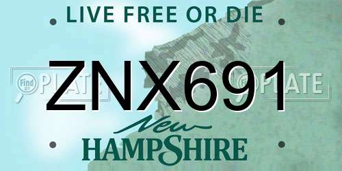ZNX691 New Hampshire License Plate