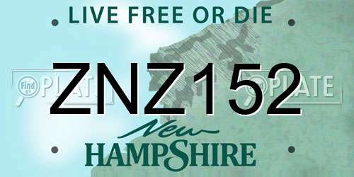 ZNZ152 New Hampshire License Plate