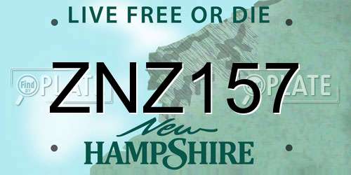 ZNZ157 New Hampshire License Plate
