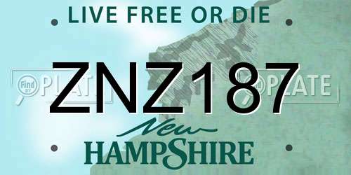 ZNZ187 New Hampshire License Plate