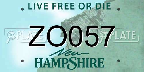 ZO057 New Hampshire License Plate