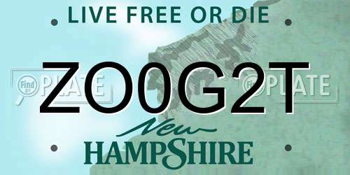 ZO0G2T New Hampshire License Plate