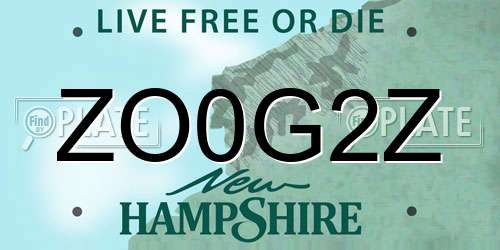 ZO0G2Z New Hampshire License Plate