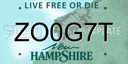 ZO0G7T New Hampshire License Plate