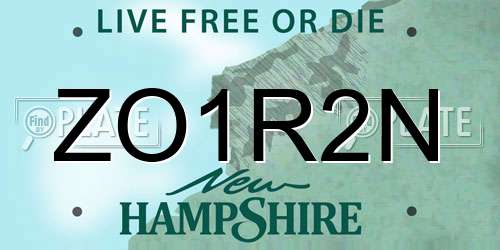 ZO1R2N New Hampshire License Plate