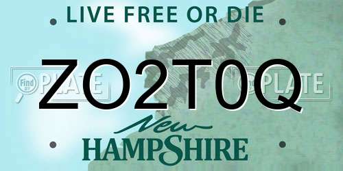 ZO2T0Q New Hampshire License Plate