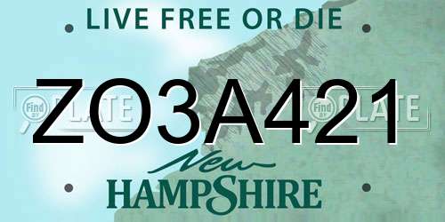 ZO3A421 New Hampshire License Plate