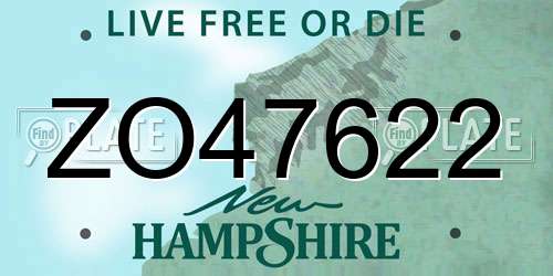 ZO47622 New Hampshire License Plate