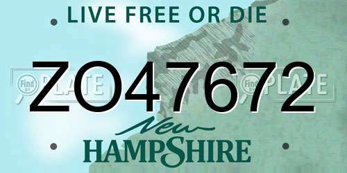 ZO47672 New Hampshire License Plate