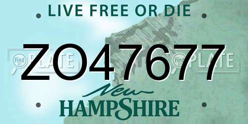ZO47677 New Hampshire License Plate