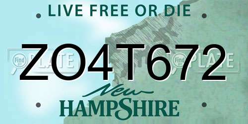 ZO4T672 New Hampshire License Plate