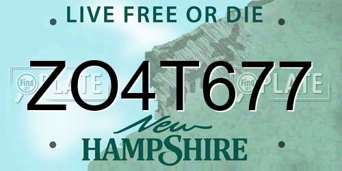 ZO4T677 New Hampshire License Plate