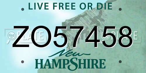 ZO57458 New Hampshire License Plate