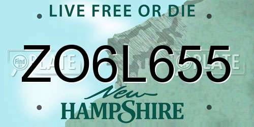 ZO6L655 New Hampshire License Plate