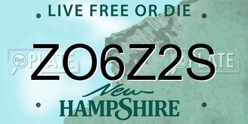 ZO6Z2S New Hampshire License Plate