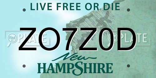 ZO7Z0D New Hampshire License Plate