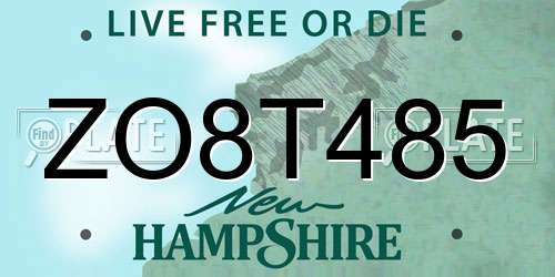 ZO8T485 New Hampshire License Plate