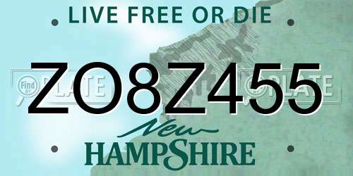 ZO8Z455 New Hampshire License Plate