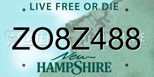 ZO8Z488 New Hampshire License Plate