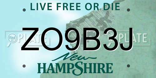 ZO9B3J New Hampshire License Plate
