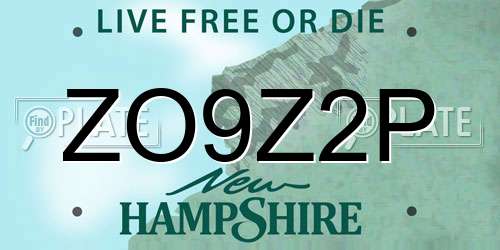 ZO9Z2P New Hampshire License Plate