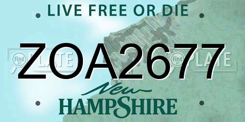 ZOA2677 New Hampshire License Plate