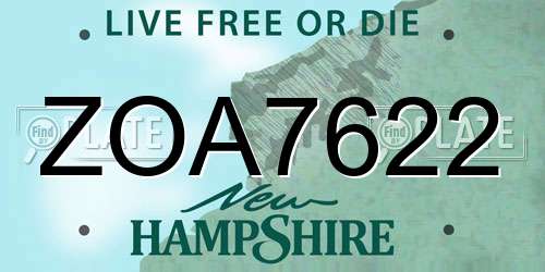 ZOA7622 New Hampshire License Plate