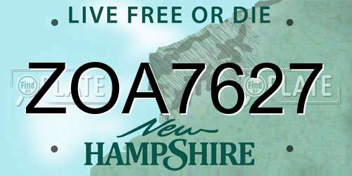 ZOA7627 New Hampshire License Plate