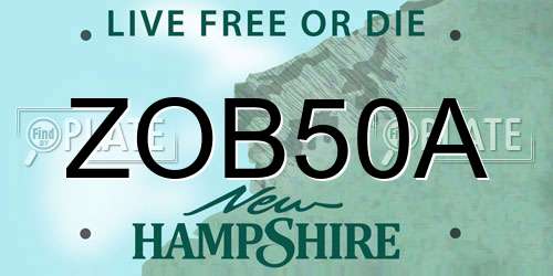 ZOB50A New Hampshire License Plate