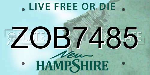 ZOB7485 New Hampshire License Plate