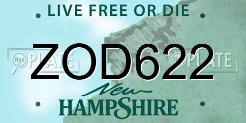 ZOD622 New Hampshire License Plate
