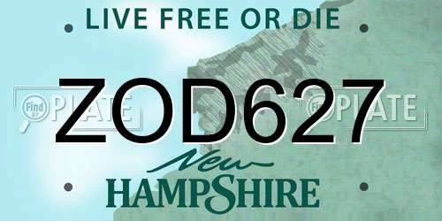 ZOD627 New Hampshire License Plate