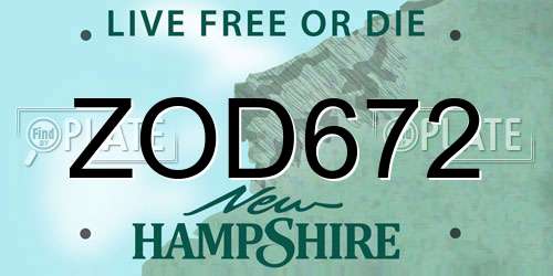 ZOD672 New Hampshire License Plate