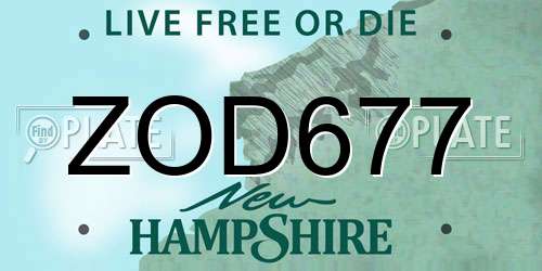 ZOD677 New Hampshire License Plate