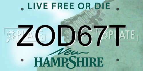 ZOD67T New Hampshire License Plate