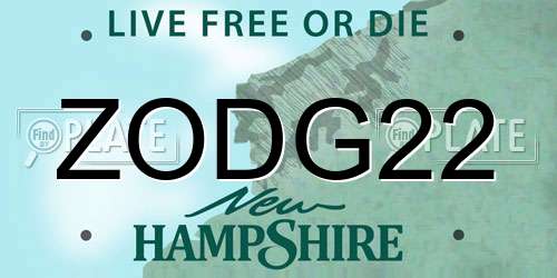 ZODG22 New Hampshire License Plate