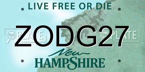 ZODG27 New Hampshire License Plate