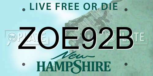 ZOE92B New Hampshire License Plate