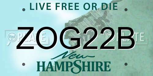 ZOG22B New Hampshire License Plate