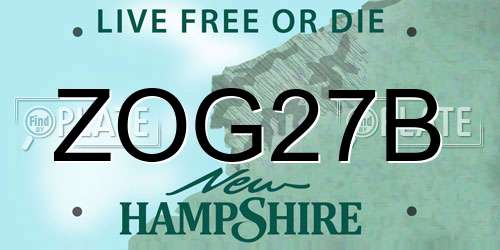 ZOG27B New Hampshire License Plate